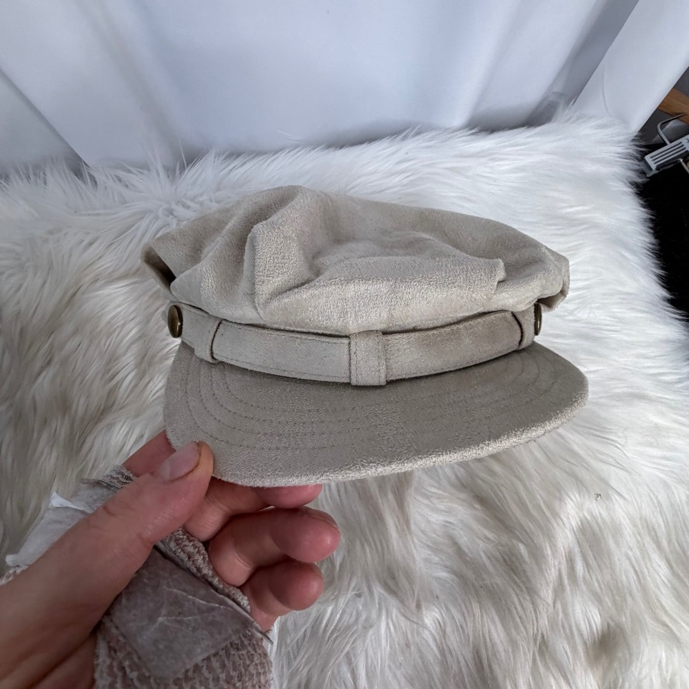 Goorin Bros Tan Faux Suede Greek Fisherman Hat Fiddler Cap Mens
